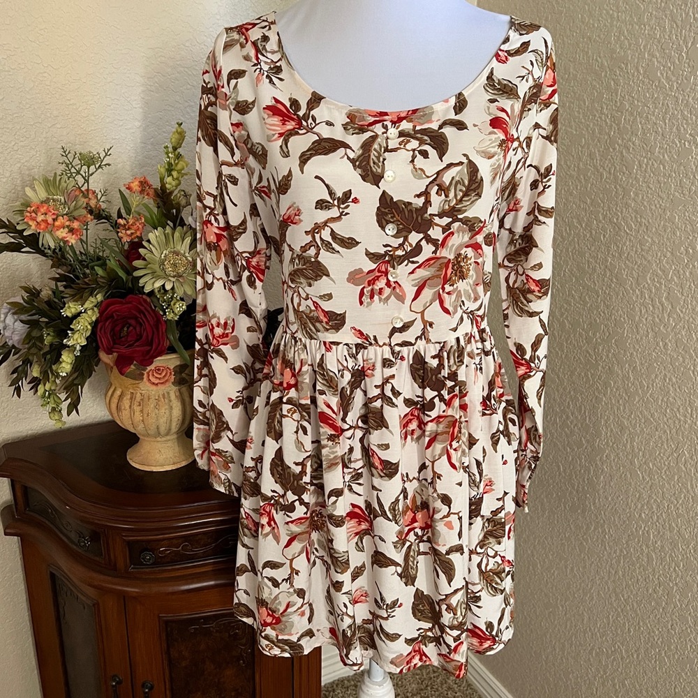 Vintage Flamingo Floral Baby Doll Tunic Top